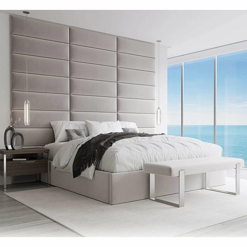 Valmar Upholstered Headboard Set of 4 29 H x 76 W Velvet Platinum Grey