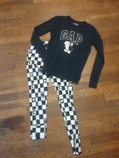 Gap Kids Logo Girls Boys Mickey Mouse Logo Pajamas black white Size 14 Xl