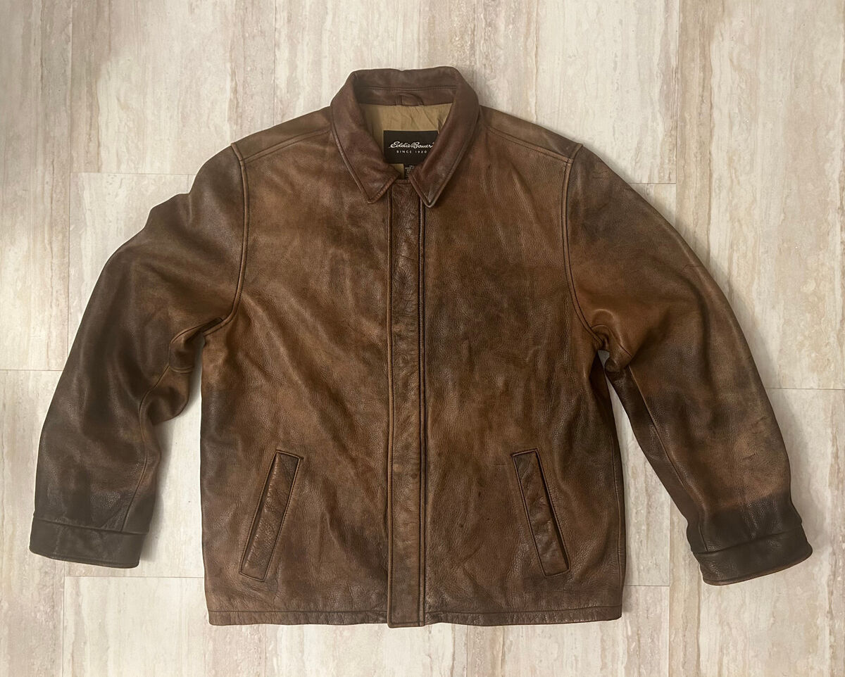 Eddie Bauer Vintage Mens Brown Genuine Leather Jacket Size Eddie Bauer Vintage Mens Brown Genuine Leather Jacket Size
