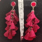 Long Gold Tone Red Multi Cluster Round Jewel Bead Dangle Drop Stud Post Earrings — photo 5