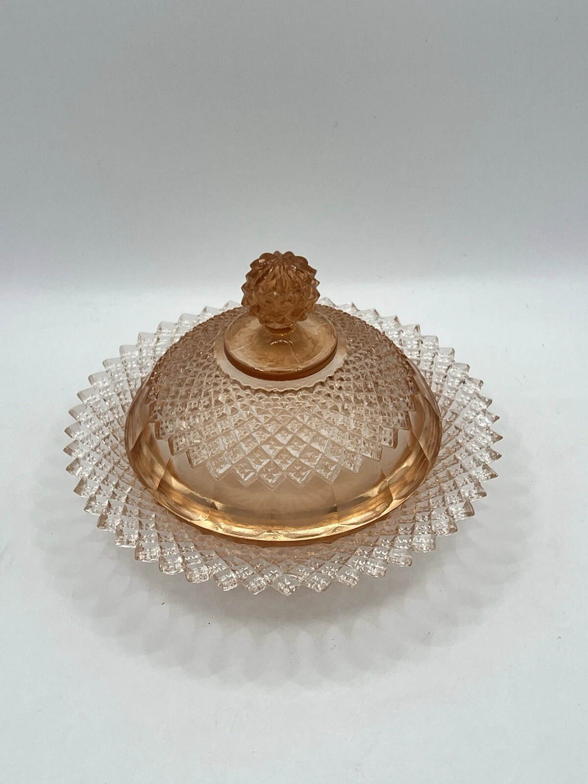 Anchor Hocking MISS AMERICA PINK Depression Glass BUTTER DISH Antique 1930 w/Lid