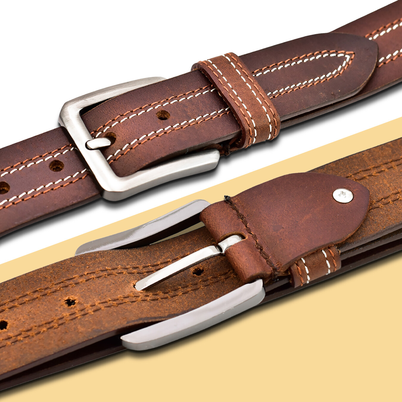 Men’s Full Grain Leather Belts XXXL Size Genuine Casual Belt 1.5inch