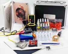 TATTOO KIT StealthLite Rotary Machine Set Power Supply Color Inks Needles Grips
