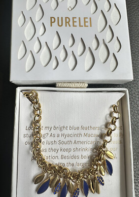 Purelei Kette Gold  hyacinth macaw Hyazinth-Ara blau. Neu!