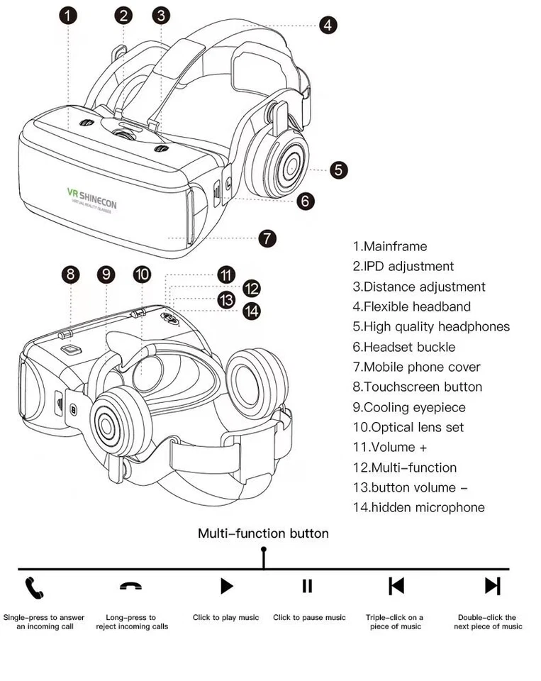 VR Headset Reality 3D Glasses Box Smartphone Wireless Rocker Game IOS Android - Image 3 of 4