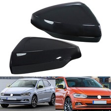 For VW Polo MK6 2017+ Gloss Black Door Wing Mirror Cover Caps Casing Left+Right