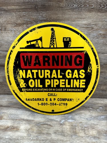Vintage Anadarko Natural Gas & Oil Pipeline Sign 12” Aluminum