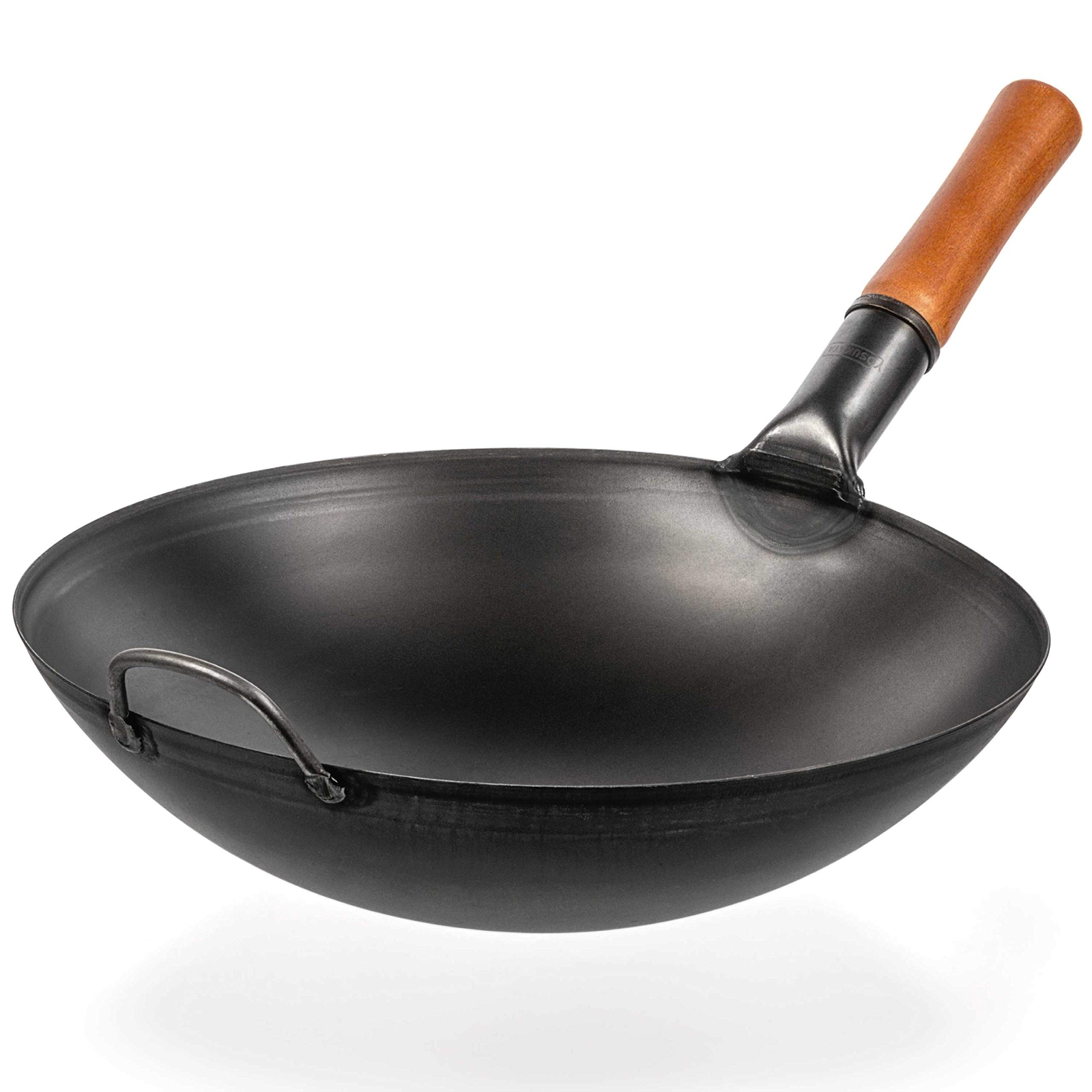Carbon Steel Wok Pan - 14 in Woks and Stir Fry Pans - Chinese Wok with Round ...