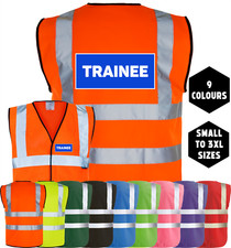 TRAINEE Printed Hi-Vis High Viz Visibility Safety Vest Waistcoat Tabard