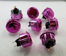Japan Sanwa Metallic Pink Buttons of 8 pieces OBSJ-30-JP Video Arcade Parts