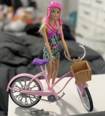 Barbie Bicycle Playset Blonde Doll Bike Set W/  Basket - Please Read Condition