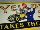 VINTAGE YELLOW CAB CIGAR TAKES THE RIGHT WAY POLICEMAN 18" PORCELAIN METAL SIGN!