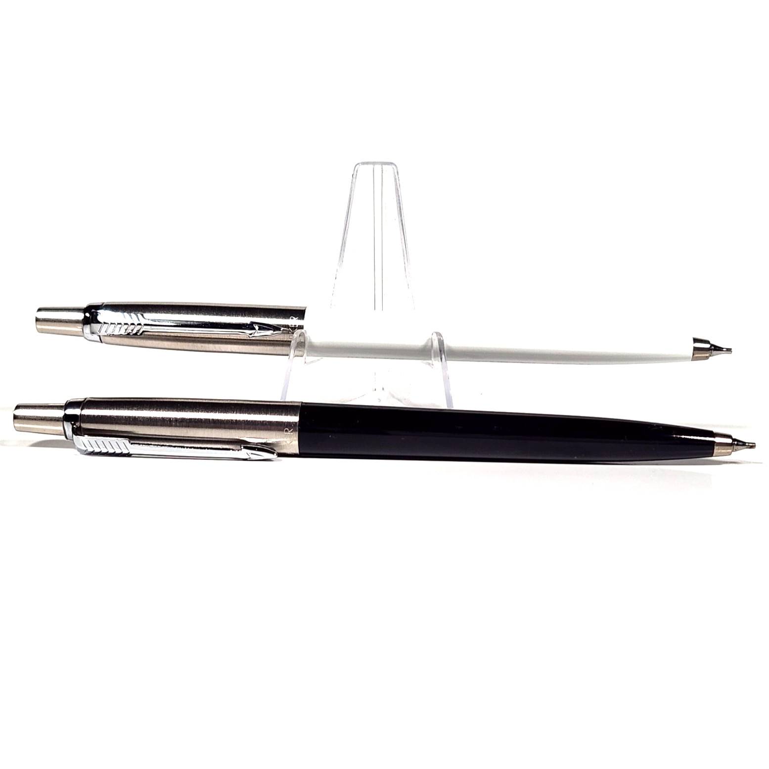 x2 Vtg 1988 Parker Jotter Mechanical Pencil Steel Black & White Made in UK NOS!