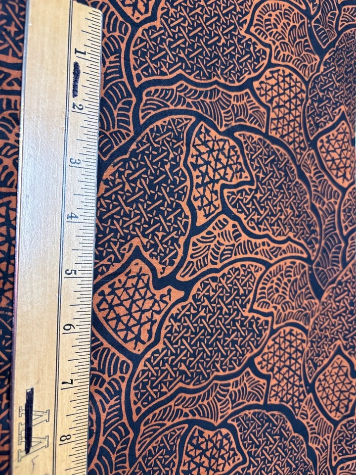 African-Inspired Geometric Print Fabric 18x20" Vibrant Orange & Black Design Cra - Image 2 of 4