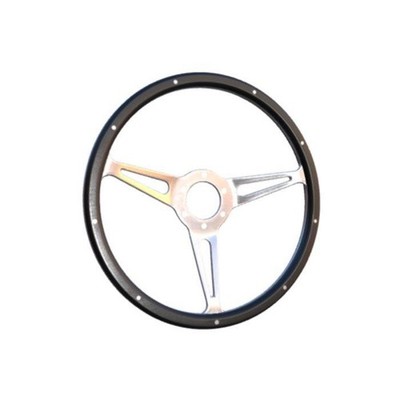 CJ Classics Steering Wheel Black Forest Woodgrain 14'' 6-Bolt Satin Spokes