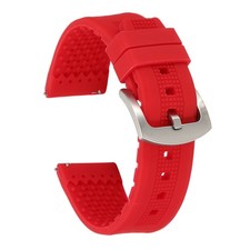 Silicone Watch Bands 22mm Soft Watch Bands with Silver Buckle, Red