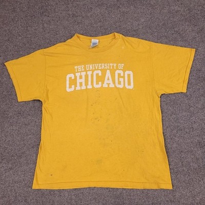 University of Chicago Graphic T-Shirt Men's Gold L Cotton Tee Thrashed Yikes!