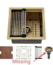 Gold Bar Sink - 15 x 15 Undermount Sink Gold Mini 16 Guage Stainless Steel Small