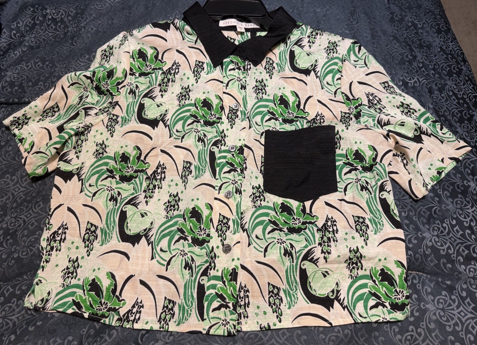 Veronica Beard Cropped Button Down Silk Floral Pr… - image 1