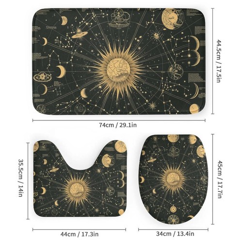 4Pcs Astrology Constellation Shower Curtain Sets with Rugs, Toilet Lid Cover ... - Picture 3 of 8