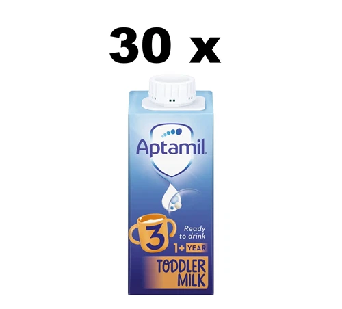 CASE OF 30 x Aptamil 3 Toddler Baby Milk Ready to Use Formula 200ml BBE 05/12/25