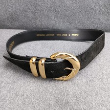 Amanda Smith Women  s Black Leather Belt Gold Buckle Size S