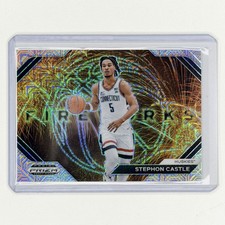2024-25 PRIZM DRAFT PICKS #19 FIREWORKS STEPHON CASTLE MOJO  25/25 SPURS BOOKEND