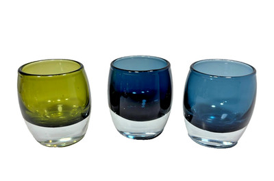 Crate & Barrel Diva Votive Candle Holder Set Of 3 Olive, Drk Blue. Blue - Poland
