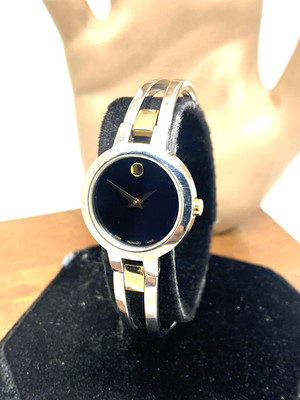 Movado Women's Watch 0606893 Amorosa Black Dial Swiss Quartz Two
