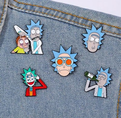 5x Rick and Morty Ansteckpin Anstecknadel Emaille Comic Rick Sanchez Morty