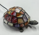 Tiffany Style Vintage Stained Glass Turtle Lamp