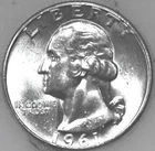 1961-P Washington Quarter Uncirculated BU 90% Silver