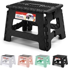 9" Height Folding Step Stool Plastic Foldable Stools Non Slip Dot Surface 1 Pack