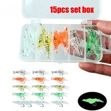 15/30 Piece/Box Night Fishing Shrimp Bait Glow in the Dark Lure Set 4.5cm Kit