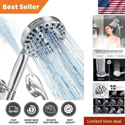 Handheld Shower Head - Chrome Finish, 10 Functions, Built-in Pause & Power Wash