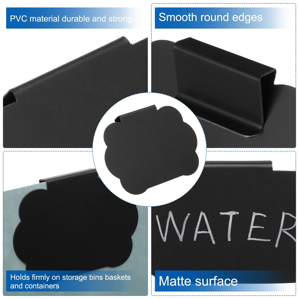 Basket Labels, 10Pcs Bin Basket Labels Clip-On with 2Pcs White Pens, Wave-Like Foto 3 de 4