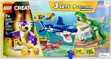 LEGO (66789) NEW! 3 Set Creator Animal Gift Set Dinosaur Shark Owl 9 Animals