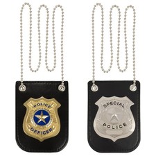 2 PCS Police Badge with Chain Belt Clip for Police Pretend Play Detective