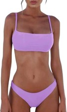 meioro Bikini Set Swimsuits for Women Low Waist Thong Swimwear Bathing Suits 