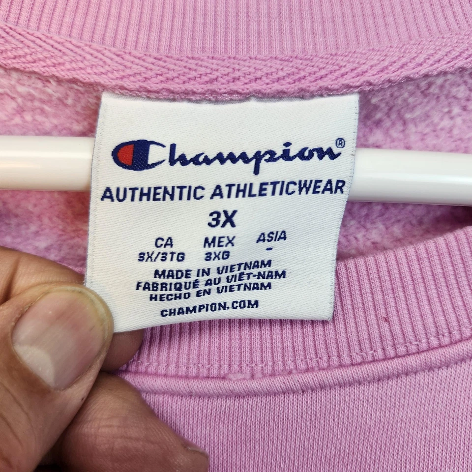 Champion 卫衣女式 3XL 粉色 Ombre Dip Dye 圆领 Raglan 标志休闲 — 第 3/4 张图片
