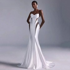 Mermaid Satin Bride Wedding Dresses Sweetheart Corset Back Wedding Bridal Gowns