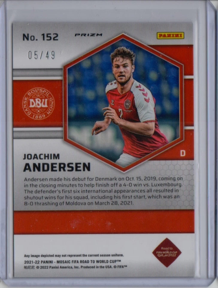 2021-22 Mosaic World Cup Mosaic Purple Prizm #152 Joachim Andersen RC 05/49 - Image 2 of 2