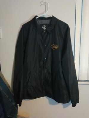 volcom Waterproof Button Jacket Black/Gold Sz XL