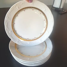 6 Mitterteich Bavaria Made in Germany Salad Plate White Gold Accents