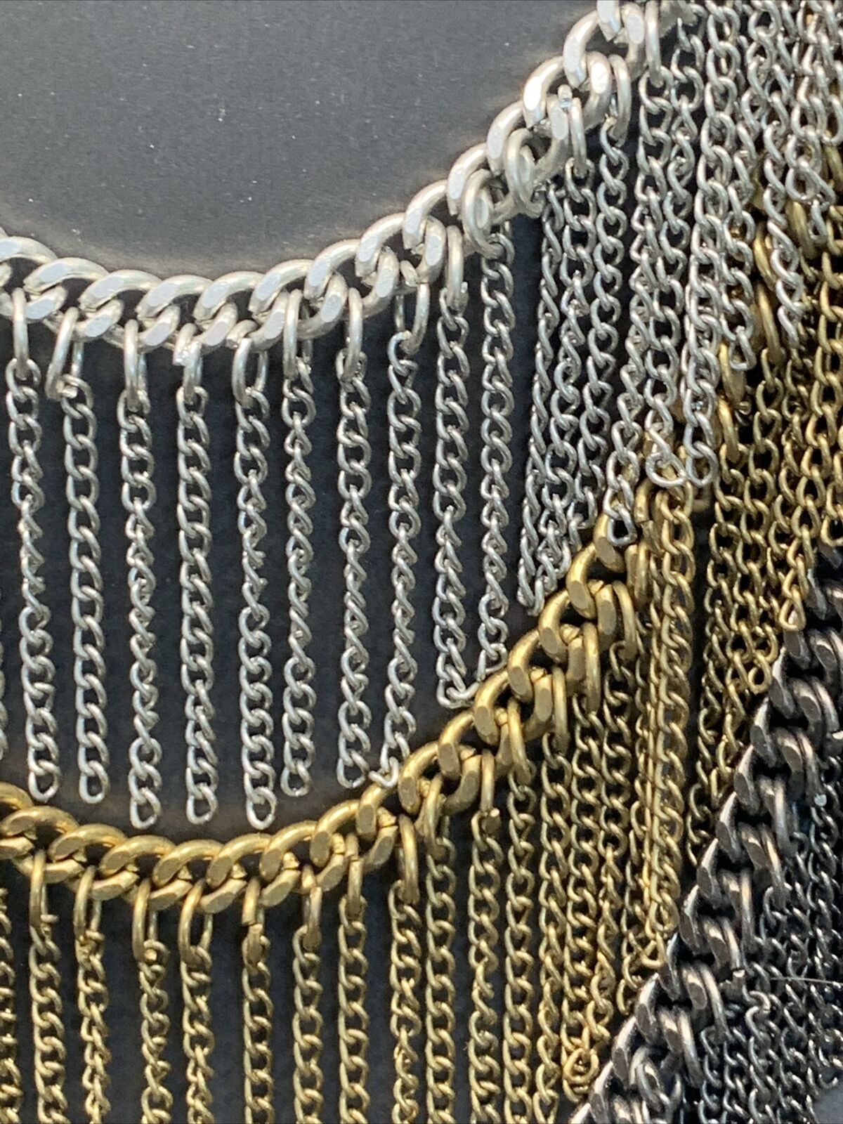 Vintage BoHo Dangle Chain statement necklace silv… - image 3