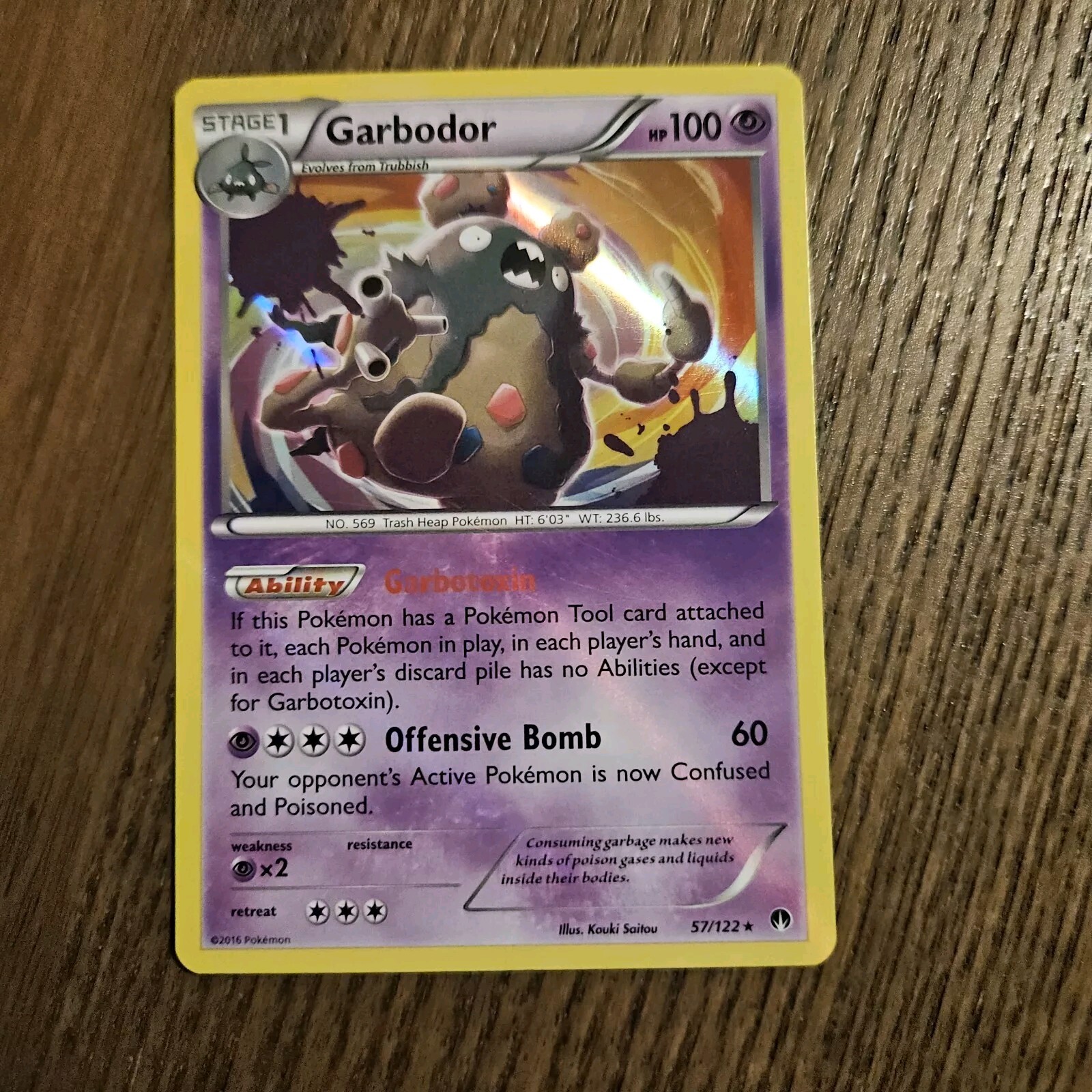 Garbodor - 57/122  Holo Rare NM Pokemon Card Tcg XY BREAKPoint 2016 HOLO BLEED