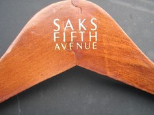 BROWN SHINY WOODEN Clothes Hanger MARKED SAKS FIFTH AVENUE BROWN WOOD