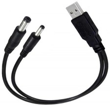USB Male to DC Power 5.5 x 2.1mm 3.5 x 1.35mm Male 2 in 1 Splitter Charger Cable