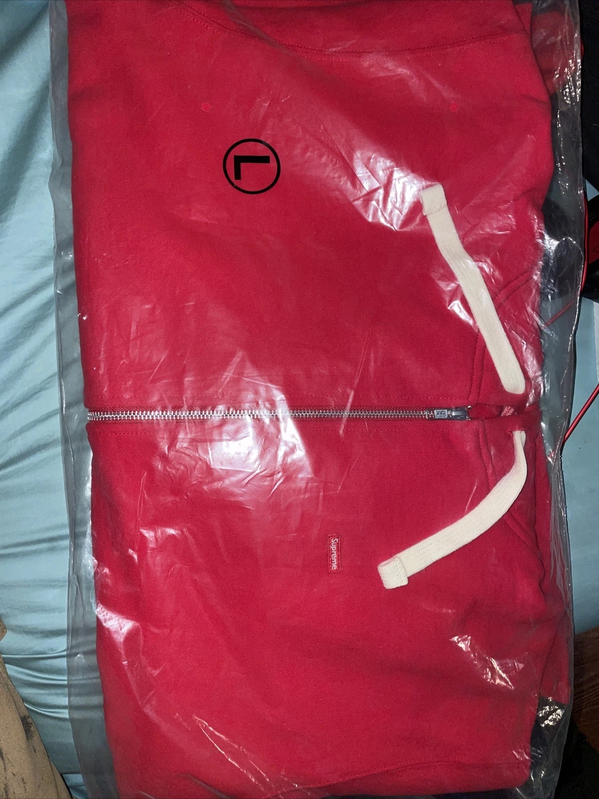 Sweat à capuche zippé taille L  Supreme petite boîte FW22SW52 ROUGE