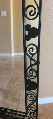 Vintage Disney Hidden Mickey Mouse Wrought Iron Scroll Wall Mirror